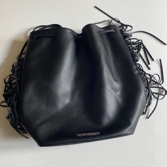 Victoria's Secret Fashion Show Fringe Faux Leather Tassel boho Backpack in Black - Picture 2 of 16